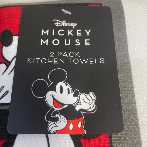 Disney Mickey Mouse Tea Towel Set Kitchen Towels Set of 2 Smiling 100% Cotton - Picture 10 of 11